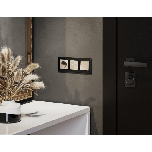 MA324035 Комплект механизма 2-кл проходного выключателя с подсветкой 5600K ALFA Бежевый матовый QUANT (AP3240, VM120, G25W)