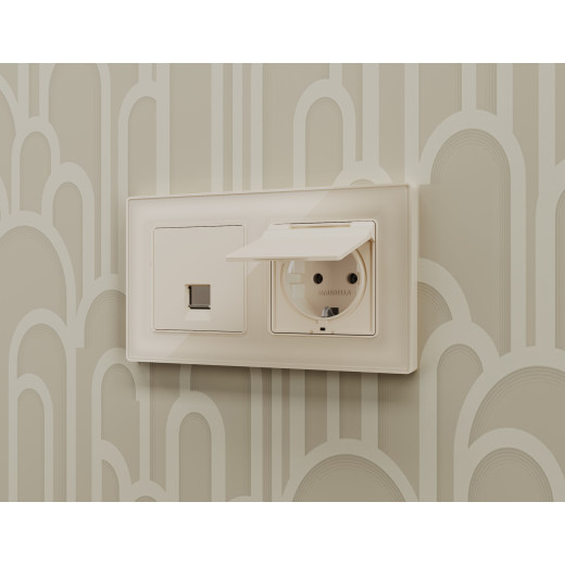 MA332010 Комплект механизма компьютерной розетки ALFA Бежевый матовый RJ-45(8P8C) CAT6 с шторкой QUANT (AP3320, VM188)