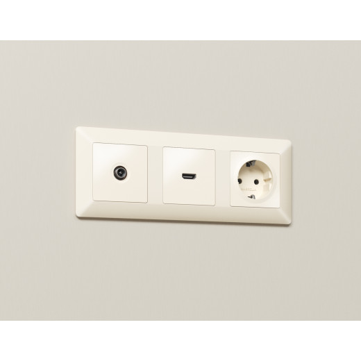 MA334010 Комплект механизма розетки HDMI 2.0 ALFA Бежевый матовый 40V/500mA 2.0GHz 5-18Gbit/s QUANT (AP3340, VM222)