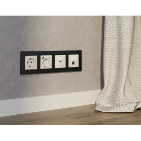 MA332030 Комплект механизма телефонной розетки ALFA Бежевый матовый RJ-11(4P4C) с шторкой QUANT (AP3320, VM190)