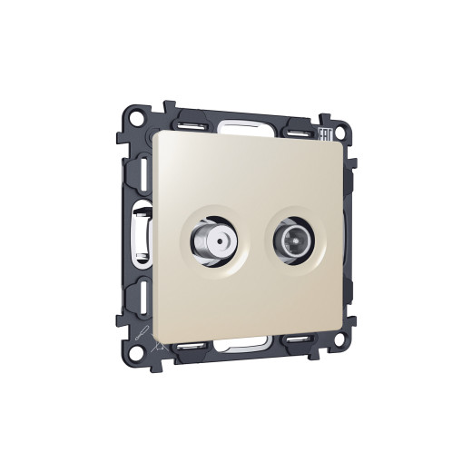 MA333310 Комплект механизма розетки TV оконечной + SAT 5-862MHz 3.5dB/950-2150MHz 3.5dB ALFA Бежевый матовый QUANT (AP3333, VM217)