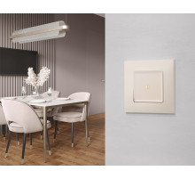 MA322030 Комплект механизма 1-кл проходного выключателя с подсветкой 3200K ALFA Бежевый матовый QUANT (AP3220, VM105, G22Y)