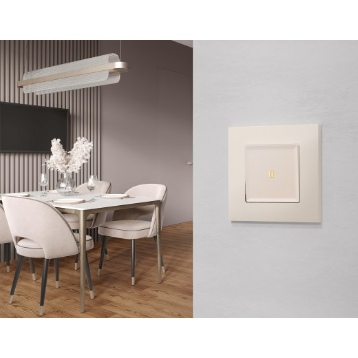 MA322030 Комплект механизма 1-кл проходного выключателя с подсветкой 3200K ALFA Бежевый матовый QUANT (AP3220, VM105, G22Y)