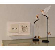 MA331010 Комплект механизма розетки ALFA Бежевый матовый 2USB A+C 20W (быстрая зарядка) QUANT (AP3310, VM177)