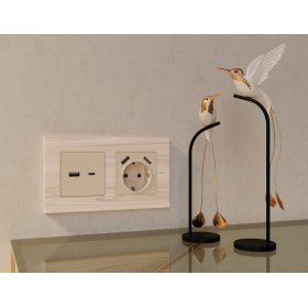 MA331010 Комплект механизма розетки ALFA Бежевый матовый 2USB A+C 20W (быстрая зарядка) QUANT (AP3310, VM177)