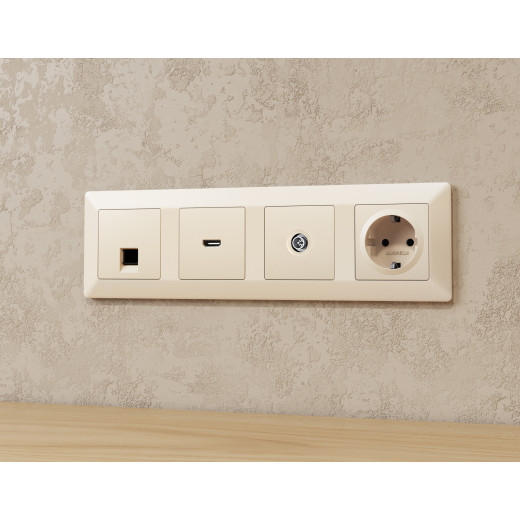 MA333005 Комплект механизма TV розетки оконечной экранированной 5-1000MHz 3dB ALFA Бежевый матовый QUANT (AP3330, VM199)