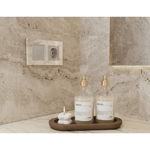 MA362040 Комплект механизма 1-кл проходного выключателя с подсветкой 10000K ALFA Серо-бежевый матовый QUANT (AP3620, VM105, G29B)