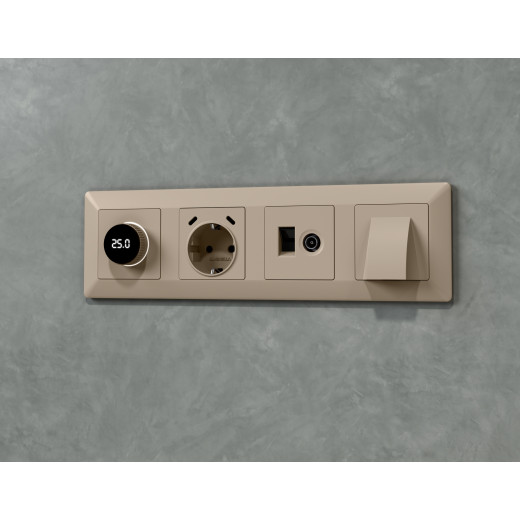 MA370510 Комплект механизма электрической розетки 2USB С+C 20W с/з на винтовых зажимах 16A-250V ALFA Серо-бежевый матовый QUANT (AP3705, VM165)