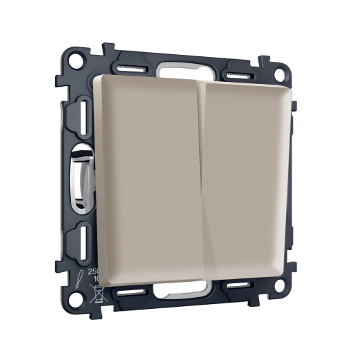 MA363030 Комплект механизма 2-клавишного перекрестного выключателя 10A-250V ALFA Серо-бежевый матовый QUANT (AP3630, VM125)