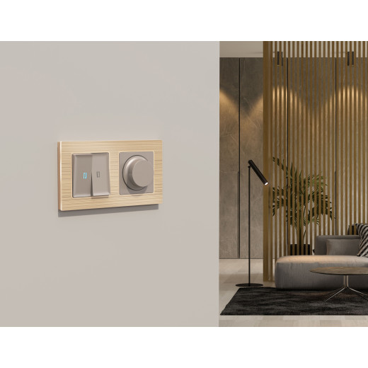 MA364020 Комплект механизма 2-кл выключателя с подсветкой 10000K ALFA Серо-бежевый матовый QUANT (AP3640, VM115, G17B)