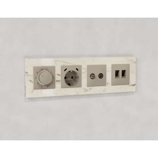 MA370510 Комплект механизма электрической розетки 2USB С+C 20W с/з на винтовых зажимах 16A-250V ALFA Серо-бежевый матовый QUANT (AP3705, VM165)