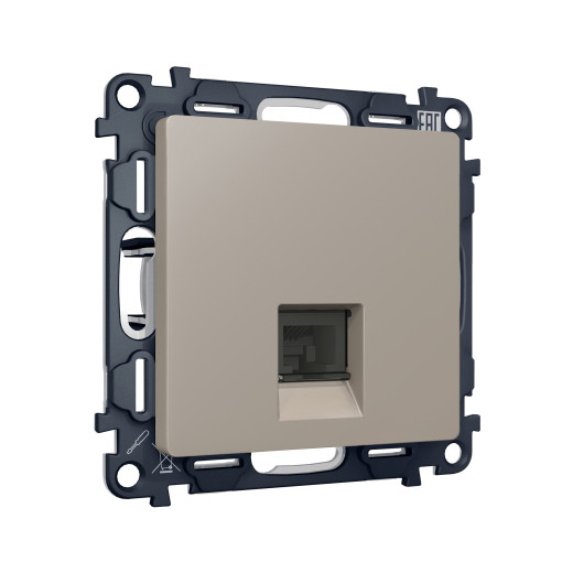 MA372005 Комплект мех-ма компьютерной розетки RJ-45 экранированной с автоматической защитной шторкой ALFA Серо-бежевый матовый QUANT (AP3720, VM185)