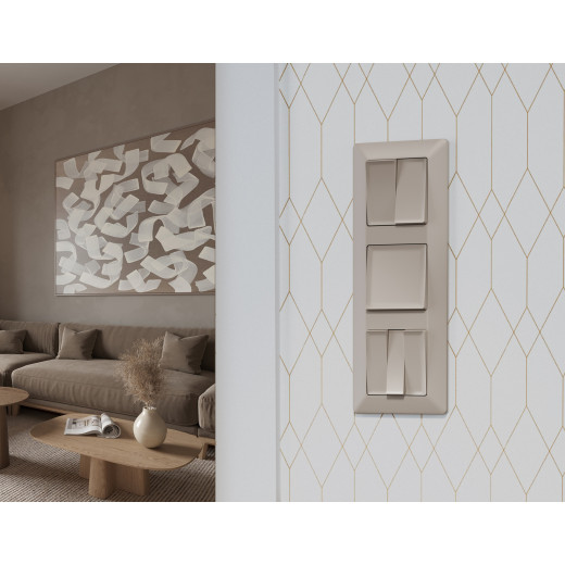 MA363030 Комплект механизма 2-клавишного перекрестного выключателя 10A-250V ALFA Серо-бежевый матовый QUANT (AP3630, VM125)