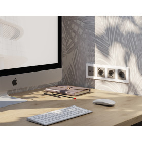 MA370010 Комплект механизма электрической розетки ALFA Серо-бежевый матовый 2USB A+C 20W (быстрая зарядка) с/з QUANT (AP3700, VM160)