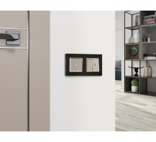 MA364030 Комплект механизма 2-кл проходного выключателя с подсветкой 3200K ALFA Серо-бежевый матовый QUANT (AP3640, VM120, G22Y)