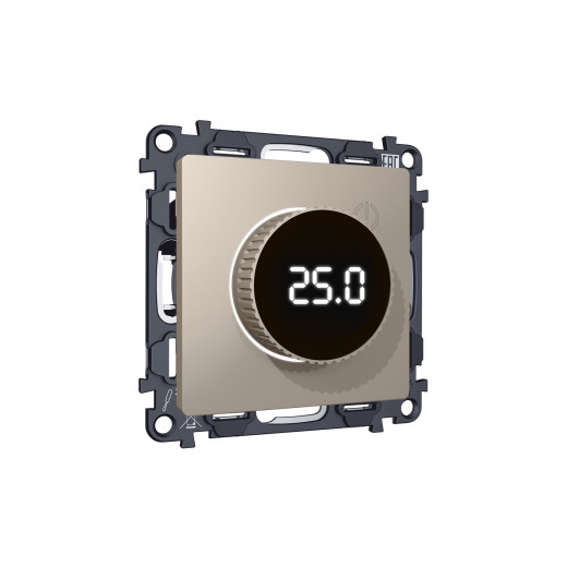 MA365810 Комплект мех-ма терморегулятора с цифровым дисплеем с подсветкой и датчиком для теплого пола ALFA Серо-бежевый матовый QUANT (AP3658, VM1385)