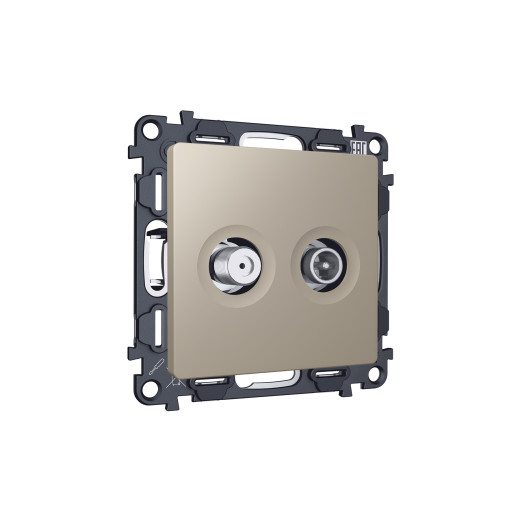 MA373310 Комплект механизма розетки TV оконечной + SAT 5-862MHz 3.5dB/950-2150MHz 3.5dB ALFA Серо-бежевый матовый QUANT (AP3733, VM217)