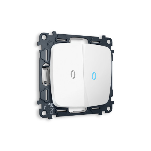 MO124020 Комплект механизма 2-кл выключателя с подсветкой 10000K OMEGA Белый матовый QUANT (OP1240, VM115, G17B)