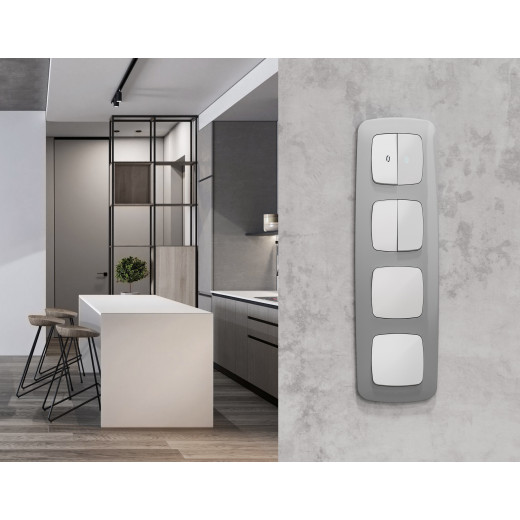 MO123030 Комплект механизма 2-клавишного перекрестного выключателя 10A-250V OMEGA Белый матовый QUANT (OP1230, VM125)