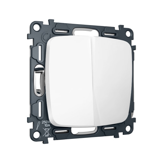 MO123030 Комплект механизма 2-клавишного перекрестного выключателя 10A-250V OMEGA Белый матовый QUANT (OP1230, VM125)