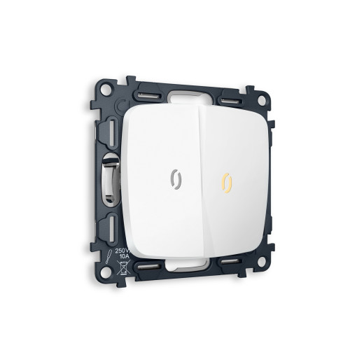 MO124030 Комплект механизма 2-кл проходного выключателя с подсветкой 3200K OMEGA Белый матовый QUANT (OP1240, VM120, G22Y)