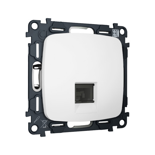 MO132005 Комплект механизма компьютерной розетки RJ-45 экранированной с автоматической защитной шторкой OMEGA Белый матовый QUANT (OP1320, VM185)