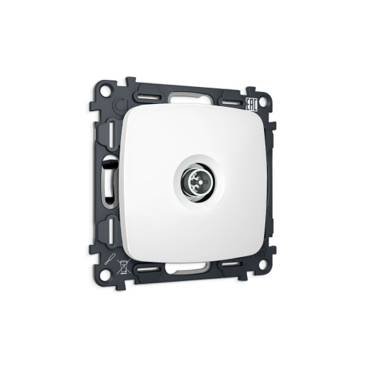 MO133005 Комплект механизма TV розетки оконечной экранированной 5-1000MHz 3dB OMEGA Белый матовый QUANT (OP1330, VM199)