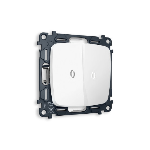 MO124035 Комплект механизма 2-кл проходного выключателя с подсветкой 5600K OMEGA Белый матовый QUANT (OP1240, VM120, G25W)