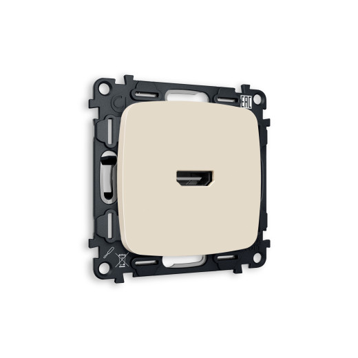 MO334010 Комплект механизма розетки HDMI 2.0 OMEGA Бежевый матовый 40V/500MO 2.0GHz 5-18Gbit/s QUANT (OP3340, VM222)