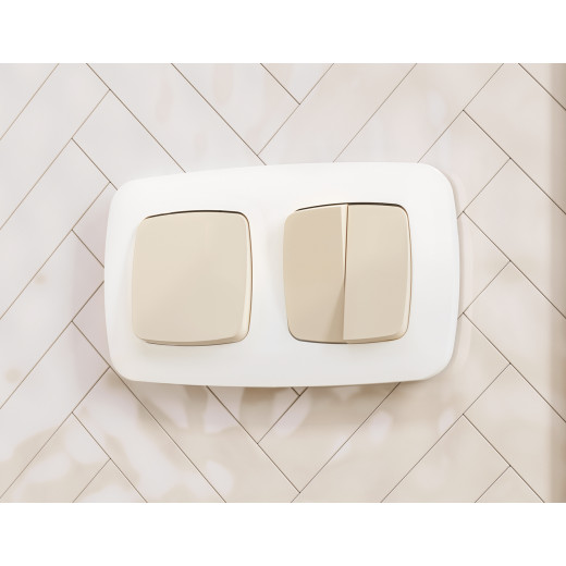 MO323030 Комплект механизма 2-клавишного перекрестного выключателя 10A-250V OMEGA Бежевый матовый QUANT (OP3230, VM125)