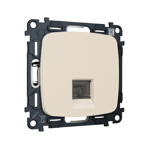 MO332005 Комплект механизма компьютерной розетки RJ-45 экранированной с автоматической защитной шторкой OMEGA Бежевый матовый QUANT (OP3320, VM185)