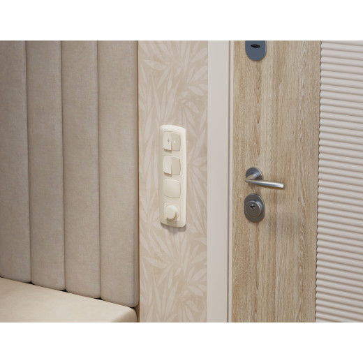 MO323030 Комплект механизма 2-клавишного перекрестного выключателя 10A-250V OMEGA Бежевый матовый QUANT (OP3230, VM125)