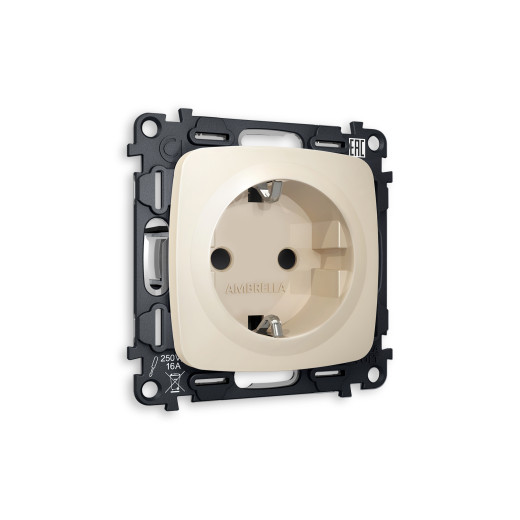 MO327010 Комплект механизма электрической розетки OMEGA Бежевый матовый с/з с шторками QUANT (OP3270, VM141)