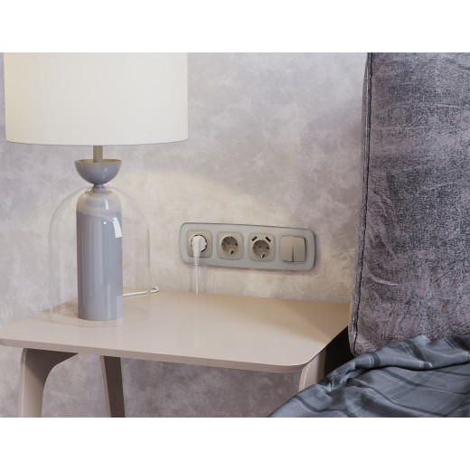 MO363030 Комплект механизма 2-клавишного перекрестного выключателя 10A-250V OMEGA Серо-бежевый матовый QUANT (OP3630, VM125)