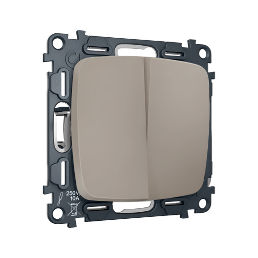 MO363030 Комплект механизма 2-клавишного перекрестного выключателя 10A-250V OMEGA Серо-бежевый матовый QUANT (OP3630, VM125)