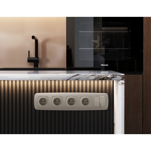 MO363030 Комплект механизма 2-клавишного перекрестного выключателя 10A-250V OMEGA Серо-бежевый матовый QUANT (OP3630, VM125)