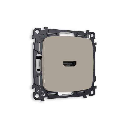 MO374010 Комплект механизма розетки HDMI 2.0 OMEGA Серо-бежевый матовый 40V/500MO 2.0GHz 5-18Gbit/s QUANT (OP3740, VM222)