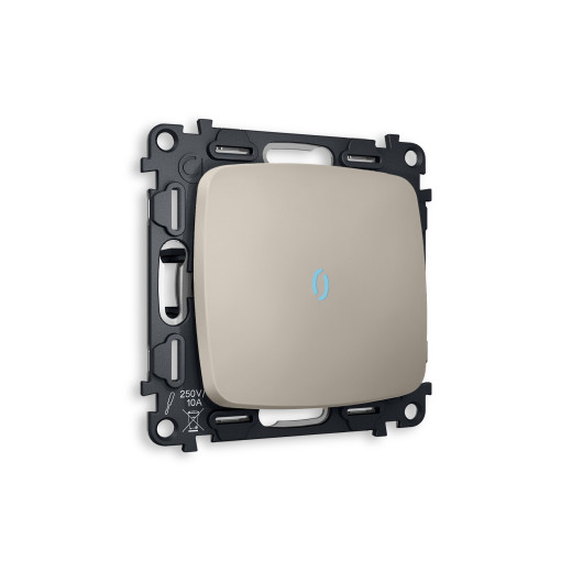 MO362020 Комплект механизма 1-кл выключателя с подсветкой 10000K OMEGA Серо-бежевый матовый QUANT (OP3620, VM101, G17B)