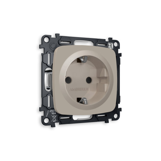 MO367010 Комплект механизма электрической розетки OMEGA Серо-бежевый матовый с/з с шторками QUANT (OP3670, VM141)