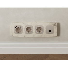 MO372005 Комплект мех-ма компьютерной розетки RJ-45 экранированной с автоматической защитной шторкой OMEGA Серо-бежевый матовый QUANT (OP3720, VM185)