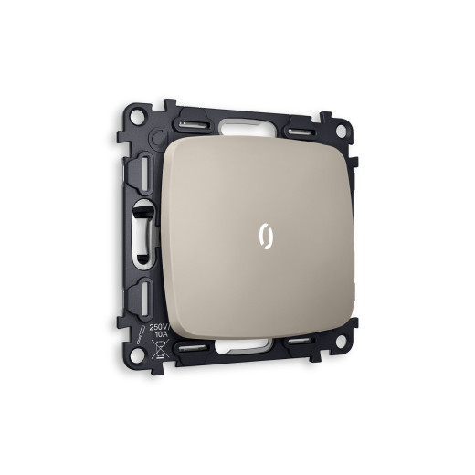 MO362035 Комплект механизма 1-кл проходного выключателя с подсветкой 5600K OMEGA Серо-бежевый матовый QUANT (OP3620, VM105, G25W)