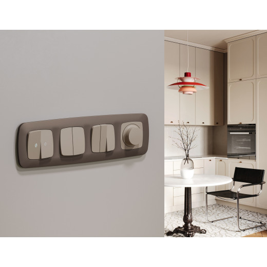 MO363030 Комплект механизма 2-клавишного перекрестного выключателя 10A-250V OMEGA Серо-бежевый матовый QUANT (OP3630, VM125)