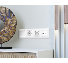 AP1110 Лицевая панель ALFA (Белый глянец) для розетки 2USB тип A+C QUANT