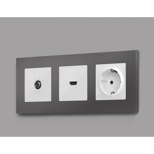 AP1130 Лицевая панель ALFA (Белый глянец) для TV розетки QUANT