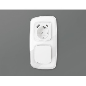 OP1100 Лицевая панель OMEGA (Белый глянец) для электрической розетки с/з со шторками 2USB A+C QUANT