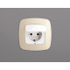 OP1080 Лицевая панель OMEGA (Белый глянец) для электрической розетки с/з со шторками и крышкой IP44 QUANT