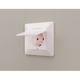 AP2080 Лицевая панель ALFA (Жемчуг) для электрической розетки с/з со шторками и крышкой IP44 QUANT