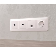 AP2070 Лицевая панель ALFA (Жемчуг) для электрической розетки с/з со шторками QUANT