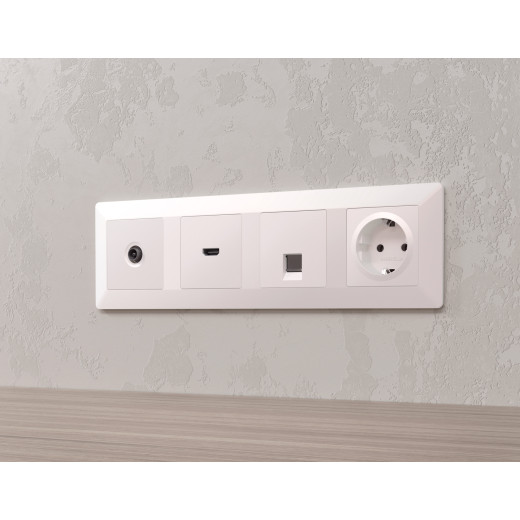 AP2070 Лицевая панель ALFA (Жемчуг) для электрической розетки с/з со шторками QUANT