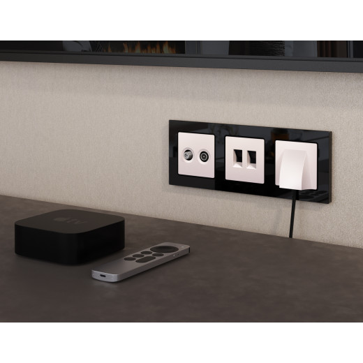 AP2133 Лицевая панель ALFA (Жемчуг) для TV двойной розетки QUANT